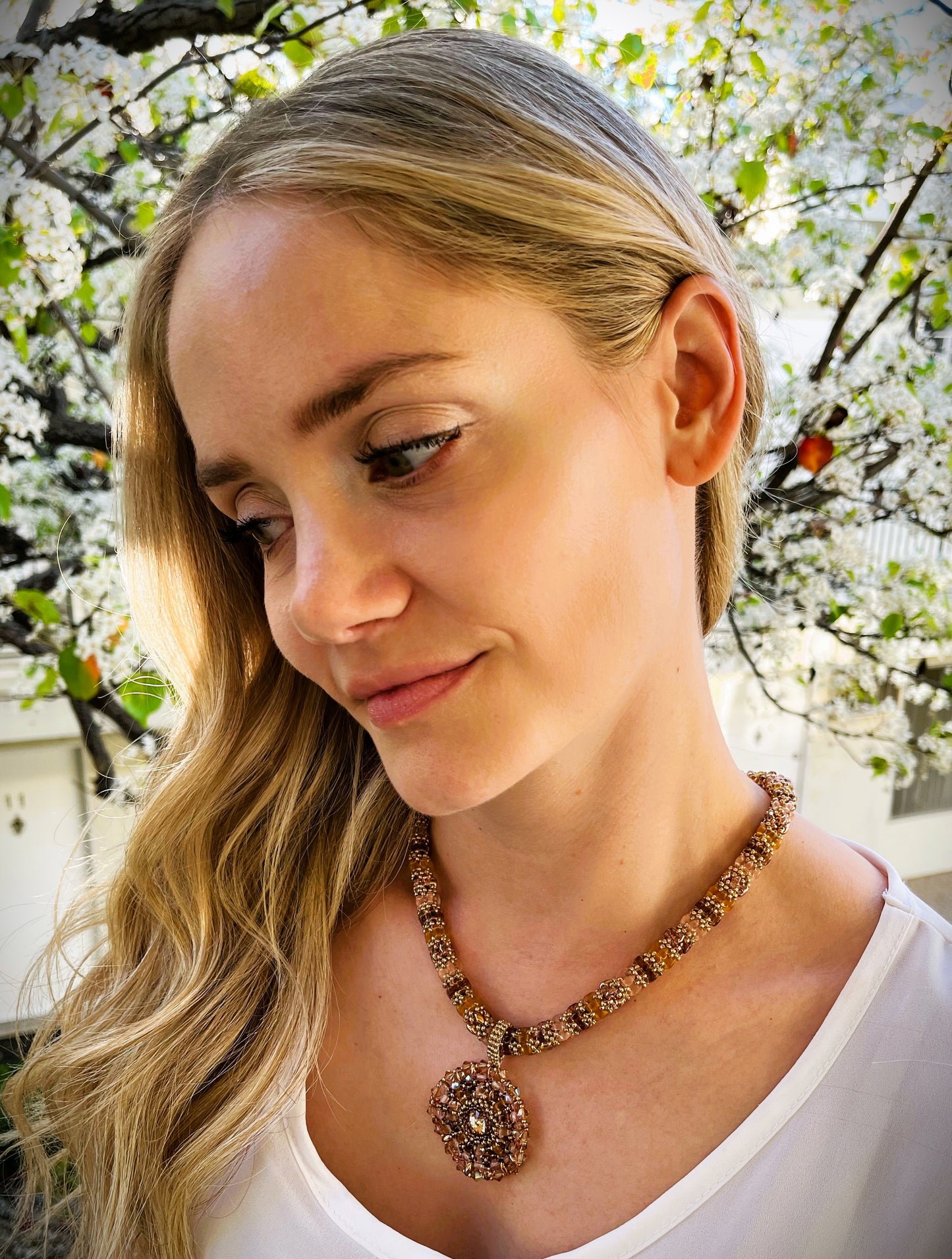 Topaz, Smoke & Rosaline Beaded Rope Necklace