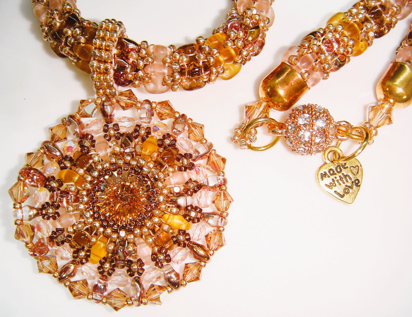 Topaz, Smoke & Rosaline Beaded Rope Necklace