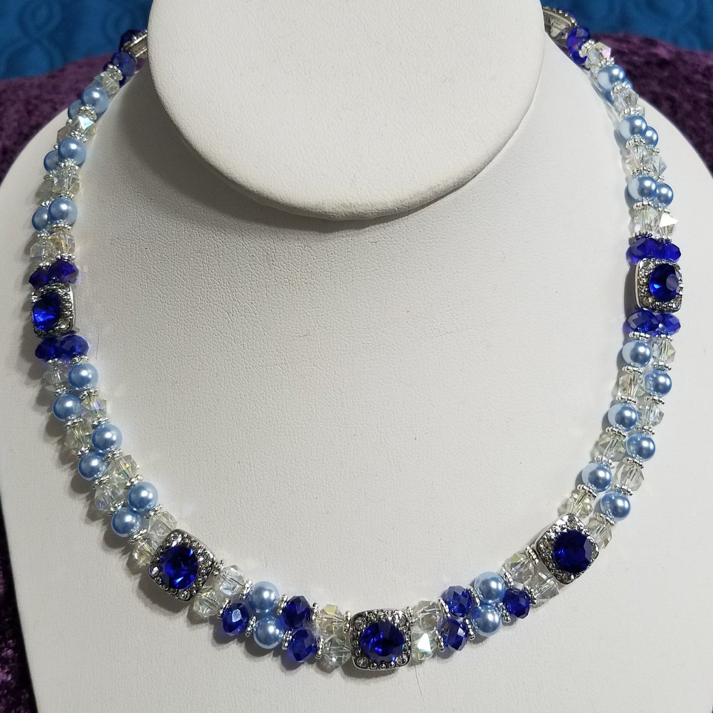 Sapphire and Silver Double Strand Necklace