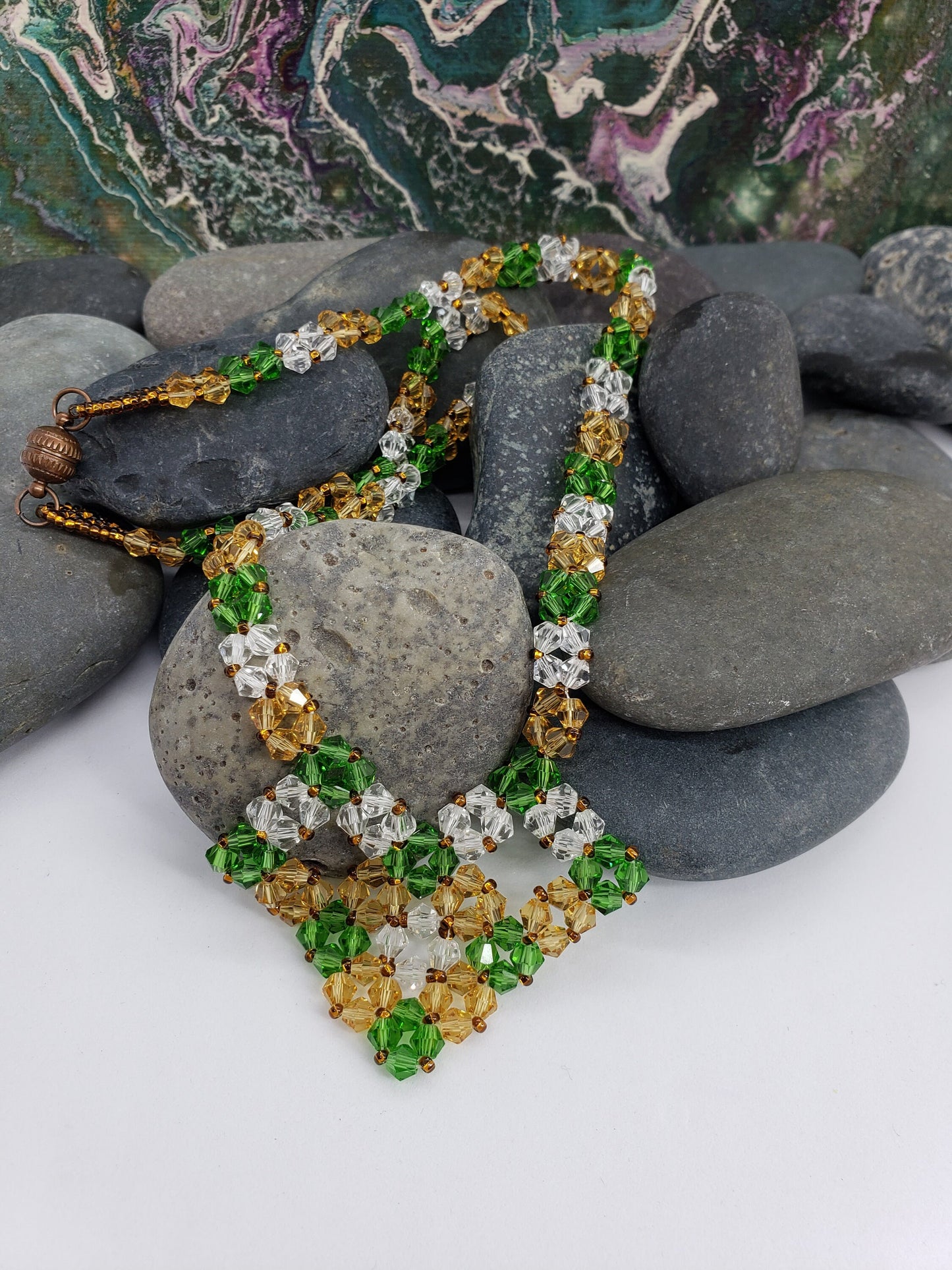 Geometric Hunter Green Heart Pendant Necklace