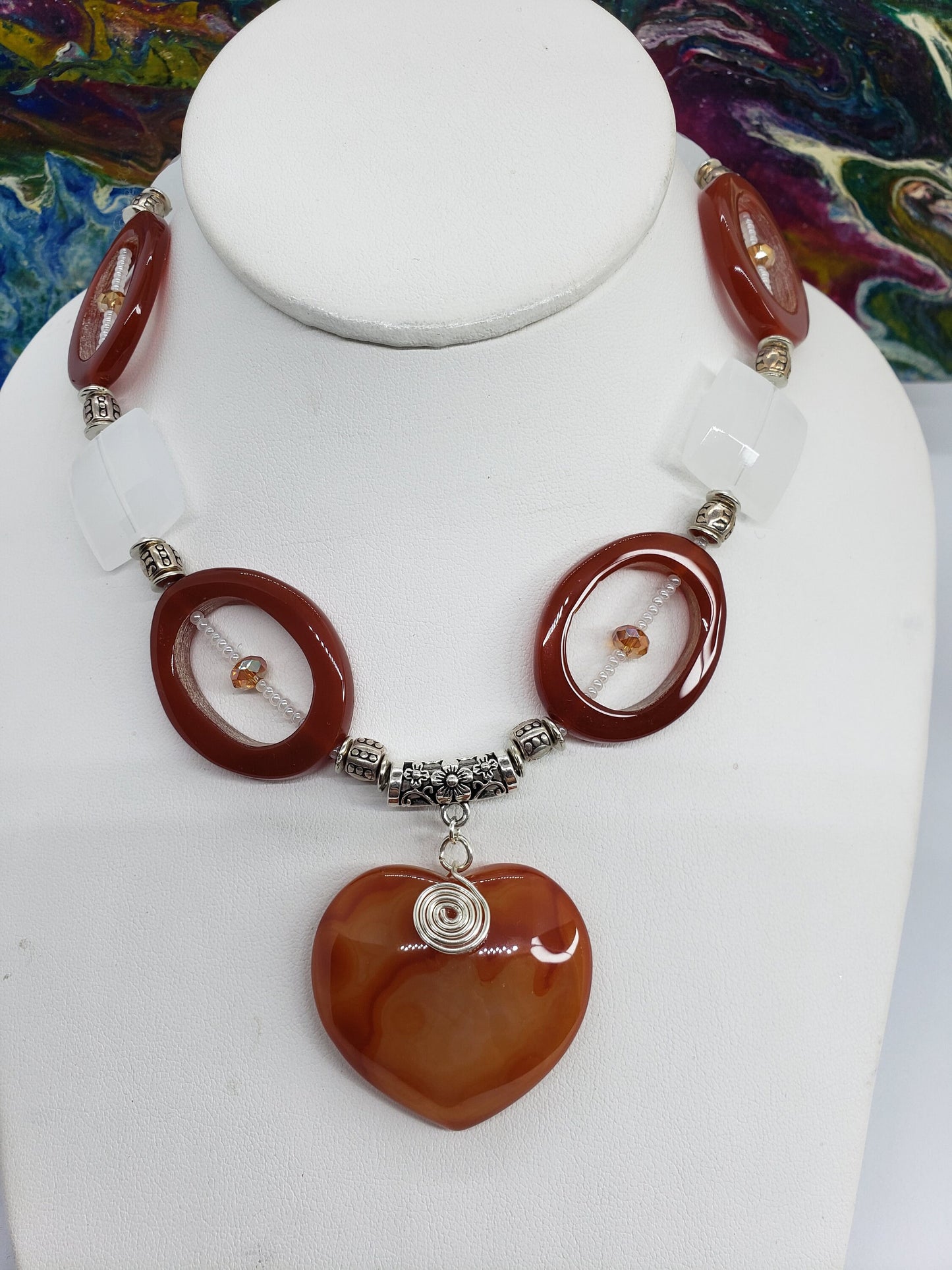 Natural Carnelian Gemstone Necklace and Pendant
