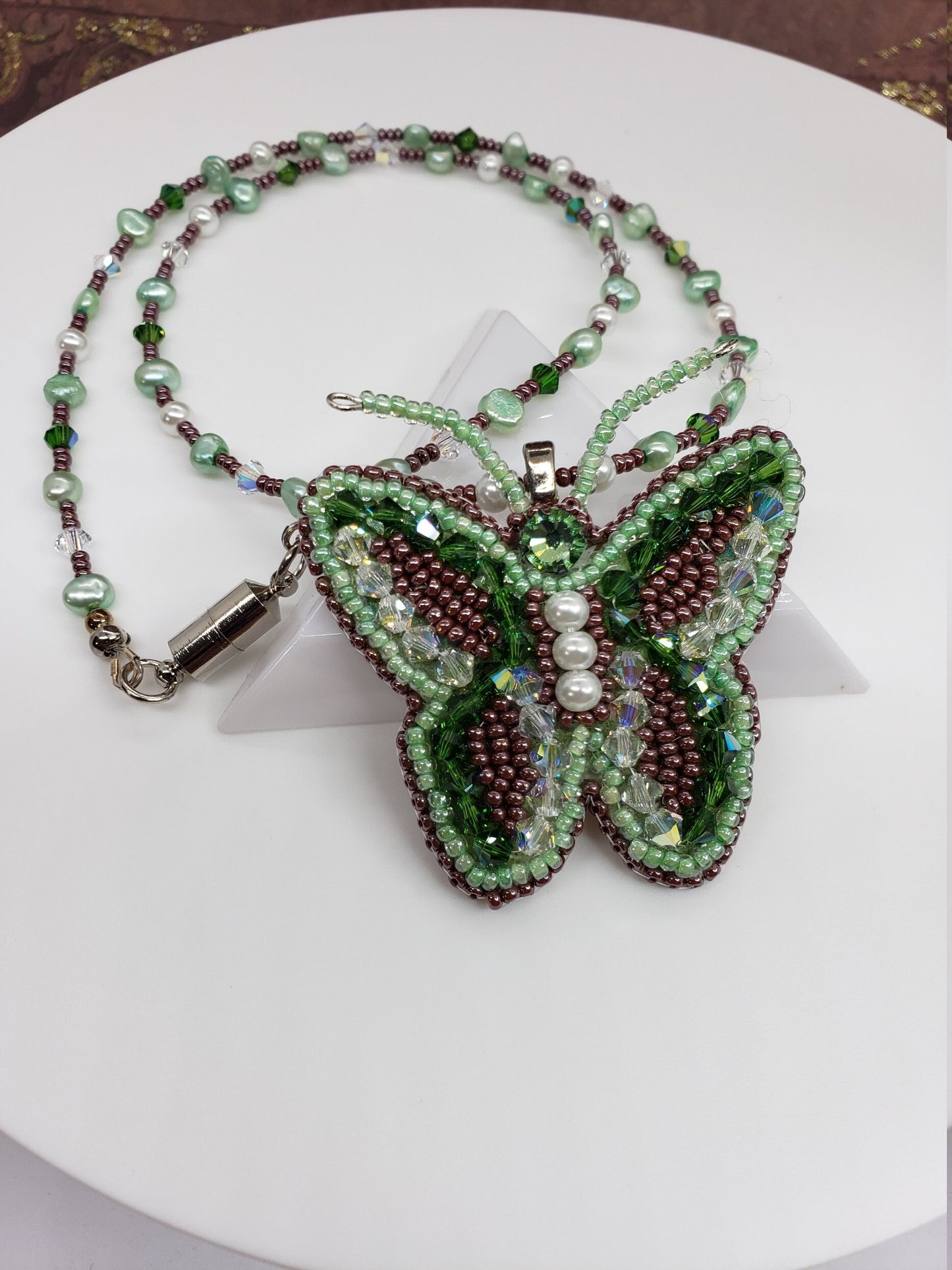 Emerald Green Butterfly Pendant and Necklace