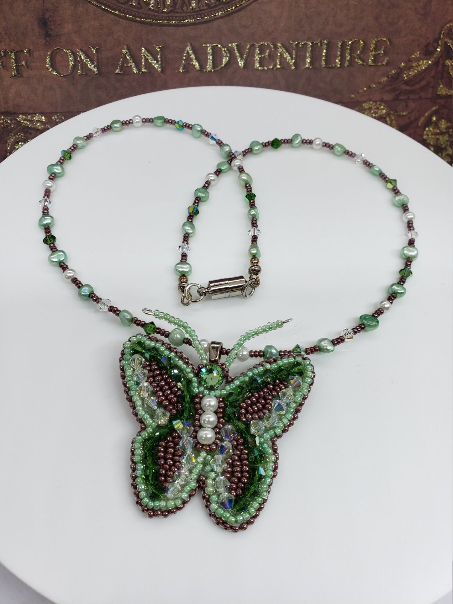 Emerald Green Butterfly Pendant and Necklace